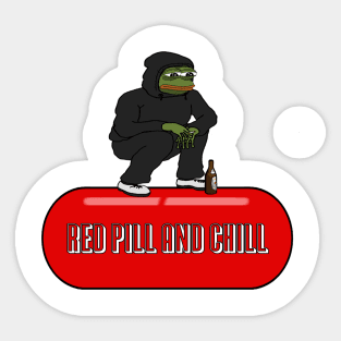 Squatting Pepe Red Pill and Chill Sticker